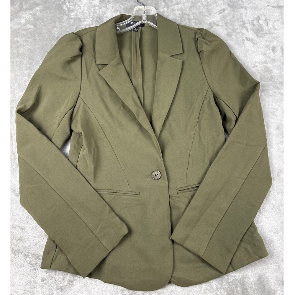 Julia by Love J Olive Green Puff Shoulder Single Button Blazer JK1040 Womens S